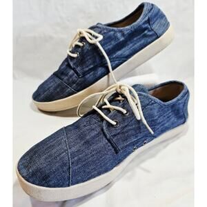 Toms Men's Denim Blue Canvas Lace Casual Sneaker Shoes Sz 10 Comfort Shoes